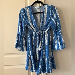 Blue Island blue & white cover up with tie waist . Like new! 💙